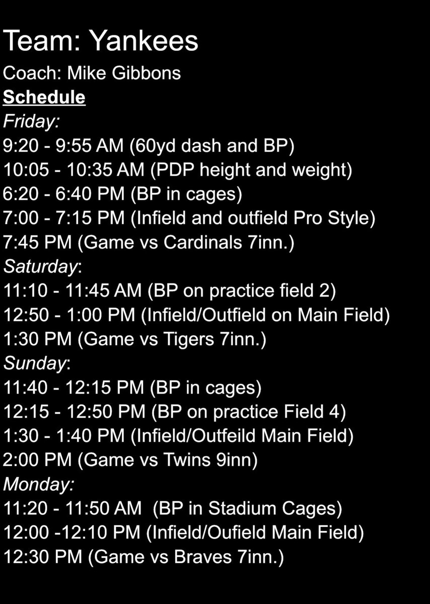 Full East Coast Pro Schedule with the Yankees. Excited for this opportunity !! 
<a href="/EastCoastPro1/">East Coast Pro</a> <a href="/JDanielPeck/">Daniel Peck</a> <a href="/Jason_Maxwell9/">Jason Maxwell</a> <a href="/Cody_Stroud18/">SE MAD Mavs Baseball</a>
