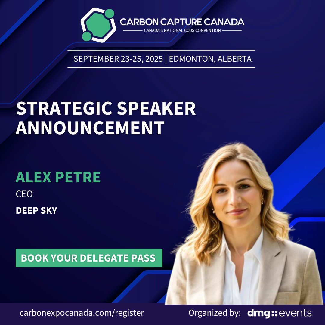 carbonexpocanada (@carbon_expo_ca) on Twitter photo We’re thrilled to announce Alex Petre, CEO at Deep Sky, as a Strategic Conference speaker at Carbon Capture Canada 2025.
Preview full conference program: lnkd.in/gmYah6Nv
Book your delegate pass today: lnkd.in/gC4uh4CM
#CCC25 #CarbonCaptureCanada We’re thrilled to announce Alex Petre, CEO at Deep Sky, as a Strategic Conference speaker at Carbon Capture Canada 2025.
Preview full conference program: lnkd.in/gmYah6Nv
Book your delegate pass today: lnkd.in/gC4uh4CM
#CCC25 #CarbonCaptureCanada