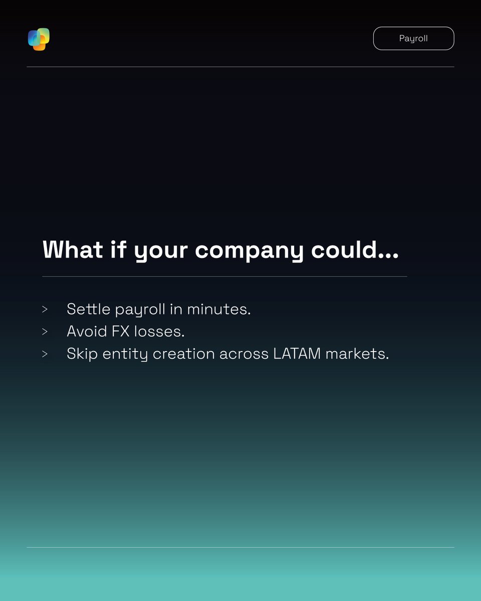capa_fi's tweet photo. Most companies see cross-border payroll as a hurdle. The smartest ones turn it into a growth edge.

Stablecoin rails let you disburse salaries in local currencies, instantly and without building local infra or losing to FX spreads. And that’s exactly what Capa’s infrastructure enables.

If you're scaling across LATAM, let’s chat: https://t.co/R4v7Qr7ms3