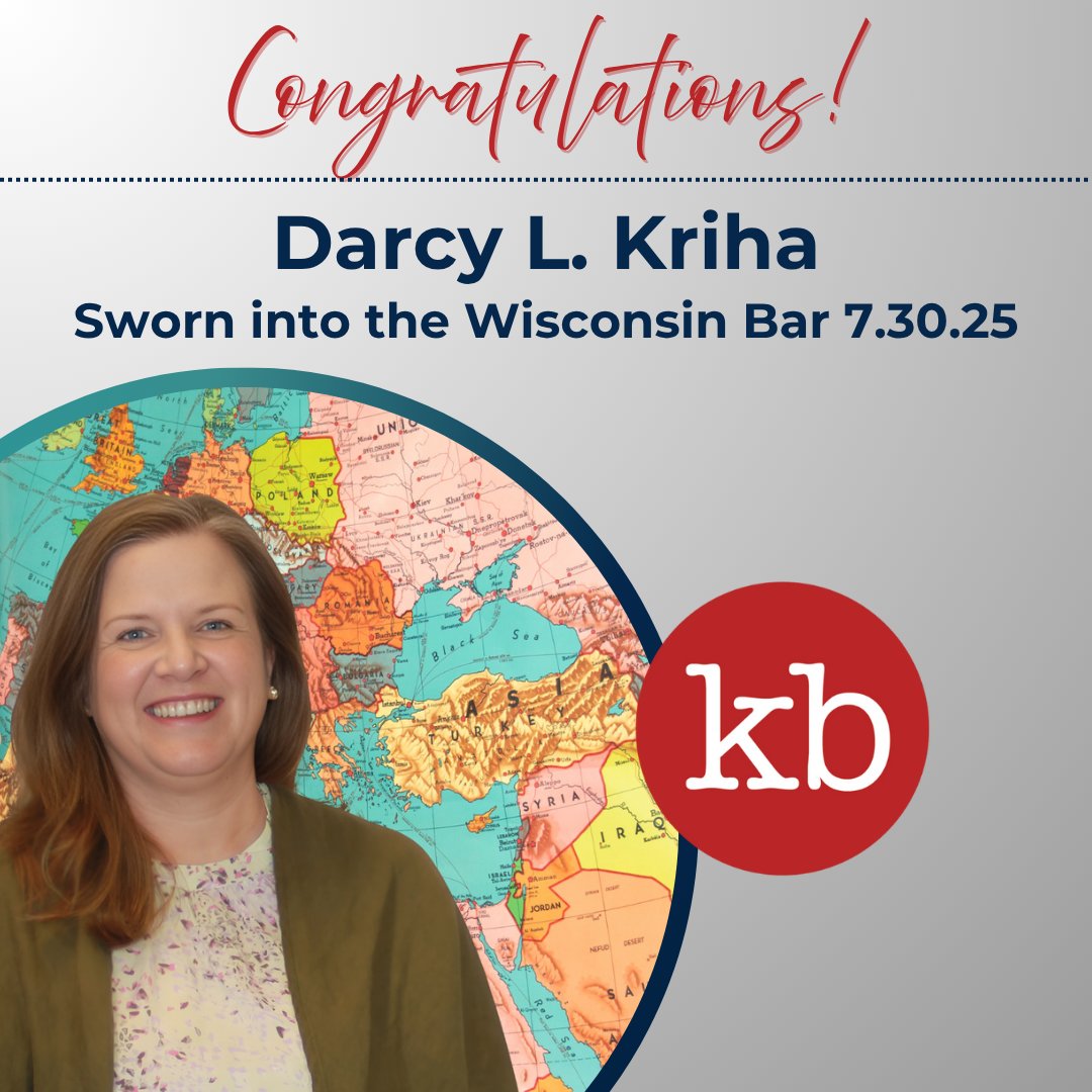 🎉 Here's to new opportunities! 🎉 
Kriha Boucek's <a href="/DarcyKriha/">Darcy Kriha 🟧</a> was sworn into the Wisconsin Bar 07.30.25! As a seasoned Illinois attorney, Darcy's expertise shines. This career milestone expands the scope of her impact in Education Law. #WisconsinBar #Congratulations