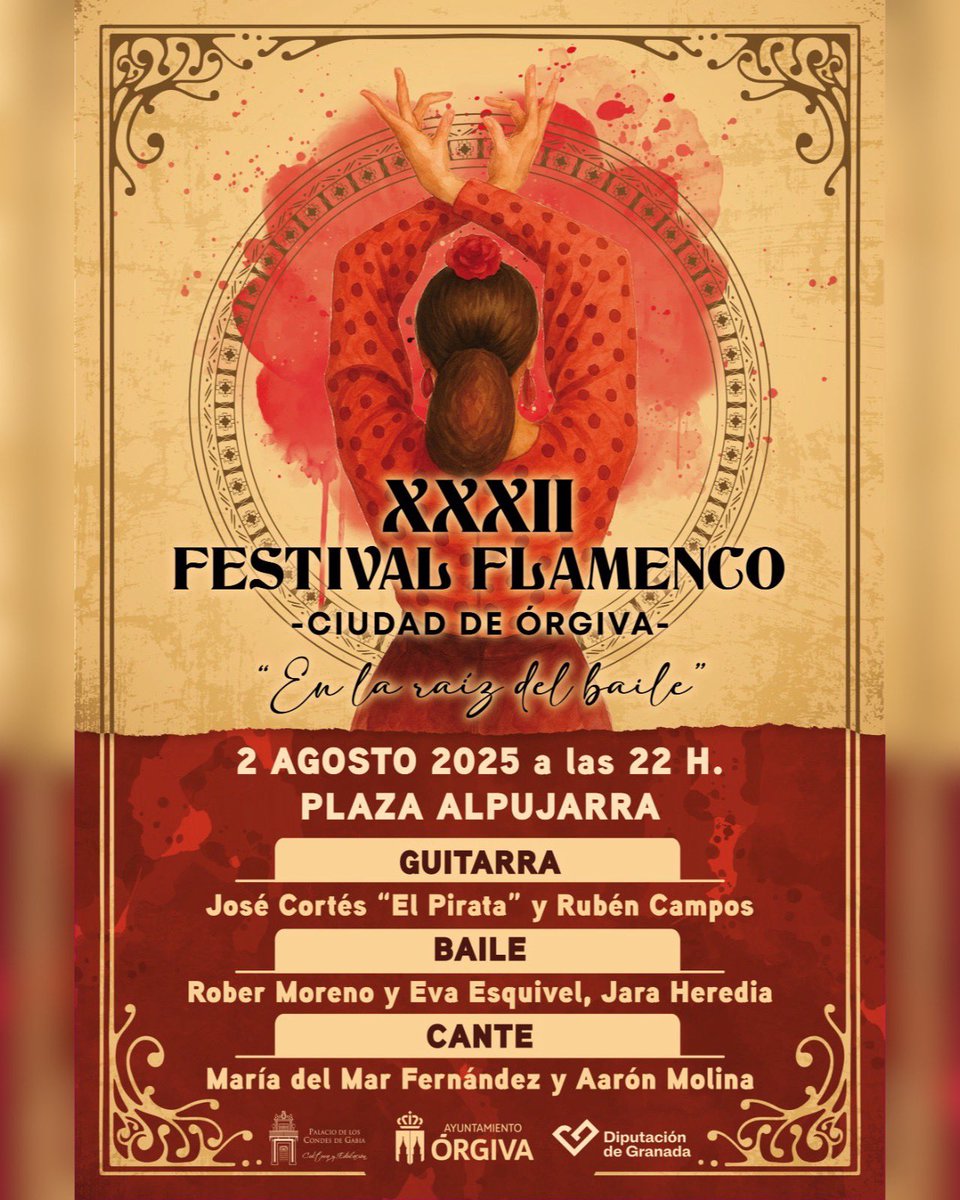El duende vuelve a Órgiva con el XXXII Festival Flamenco el 2 de agosto a las 22 h en Plaza Alpujarra. Baile, cante y guitarra en su máxima expresión.
¡No faltes!
#Granadallenadevida