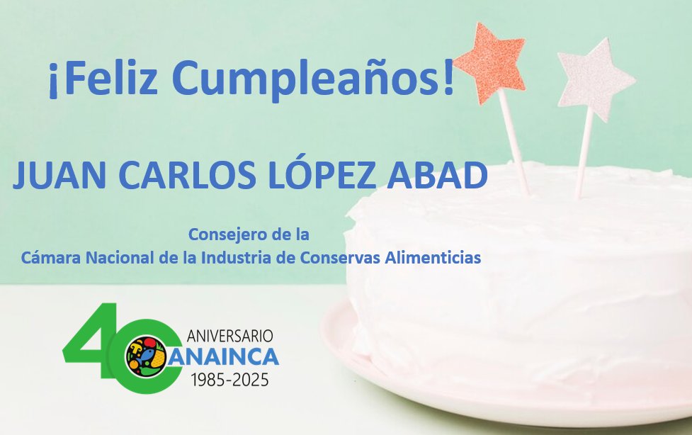 CANAINCA (@canainca) on Twitter photo Muy feliz cumpleaños para Juan Carlos López Abad, consejero de #CANAINCA.
Un fuerte abrazo y nuestros mejores deseos, que disfrutes tu día en compañía de tus seres queridos.
<a href="/HPRSantiago/">Santiago Hernandez Pons Riba</a>
<a href="/JONASMURILLO1/">JONAS MURILLO</a> Muy feliz cumpleaños para Juan Carlos López Abad, consejero de #CANAINCA.
Un fuerte abrazo y nuestros mejores deseos, que disfrutes tu día en compañía de tus seres queridos.
<a href="/HPRSantiago/">Santiago Hernandez Pons Riba</a>
<a href="/JONASMURILLO1/">JONAS MURILLO</a>