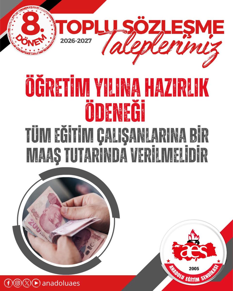ÖĞRETİM YILINA HAZIRLIK ÖDENEĞİ

Tüm Eğitim Çalışanlarına Bir Maaş Tutarında Verilmelidir.

#ÖğretimYılınaHazırlıkÖdeneği
#TopluSözleşmedeÖğretmen