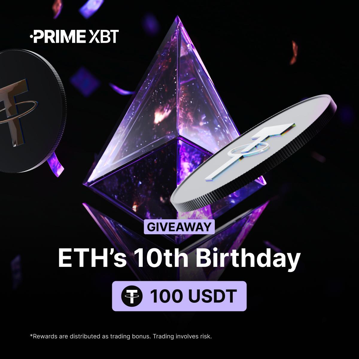 PrimeXBT (@primexbt) on Twitter photo π 10 years of #Ethereum. 100 USDT could be yours.
To celebrate, weβre giving back to the community that powers the future:
1οΈβ£ Follow <a href="/PrimeXBT/">PrimeXBT</a>, RT and Tag 3 friends
2οΈβ£ Tell us your boldest #ETH prediction for the upcoming month
π 2 lucky winners will be chosen
#ETH π 10 years of #Ethereum. 100 USDT could be yours.
To celebrate, weβre giving back to the community that powers the future:
1οΈβ£ Follow <a href="/PrimeXBT/">PrimeXBT</a>, RT and Tag 3 friends
2οΈβ£ Tell us your boldest #ETH prediction for the upcoming month
π 2 lucky winners will be chosen
#ETH