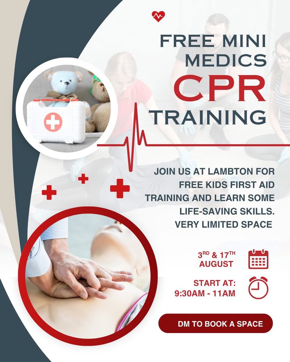 Have you booked the little one in for a FREE life-saving medical skills training? This Sunday at The Lambton Worm. Perfect for ages 7-12 years.  

To book, just phone The Lambton Worm Pub 0191 387 1162 or DM them on Facebook. 

9:30am till 11am on the 3rd and 17th of August.