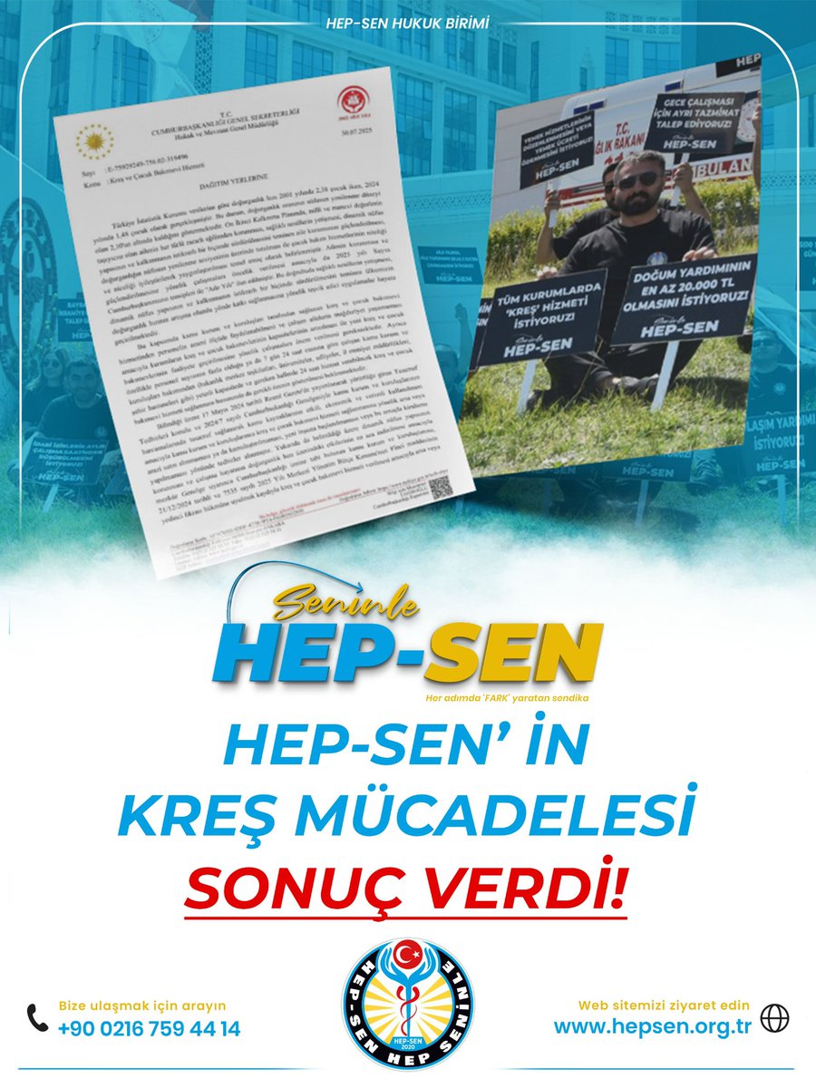Hep-Sen’in Kreş Mücadelesi Sonuç Verdi: Cumhurbaşkanlığı'ndan Tüm Kurumlara Kreş Genelgesi!

Kurulduğu günden bu yana sağlık ve sosyal hizmet emekçilerinin hakları için kararlılıkla mücadele eden Hep-Sen, özellikle kurumlarda kreş ve çocuk bakımevi hizmetlerinin