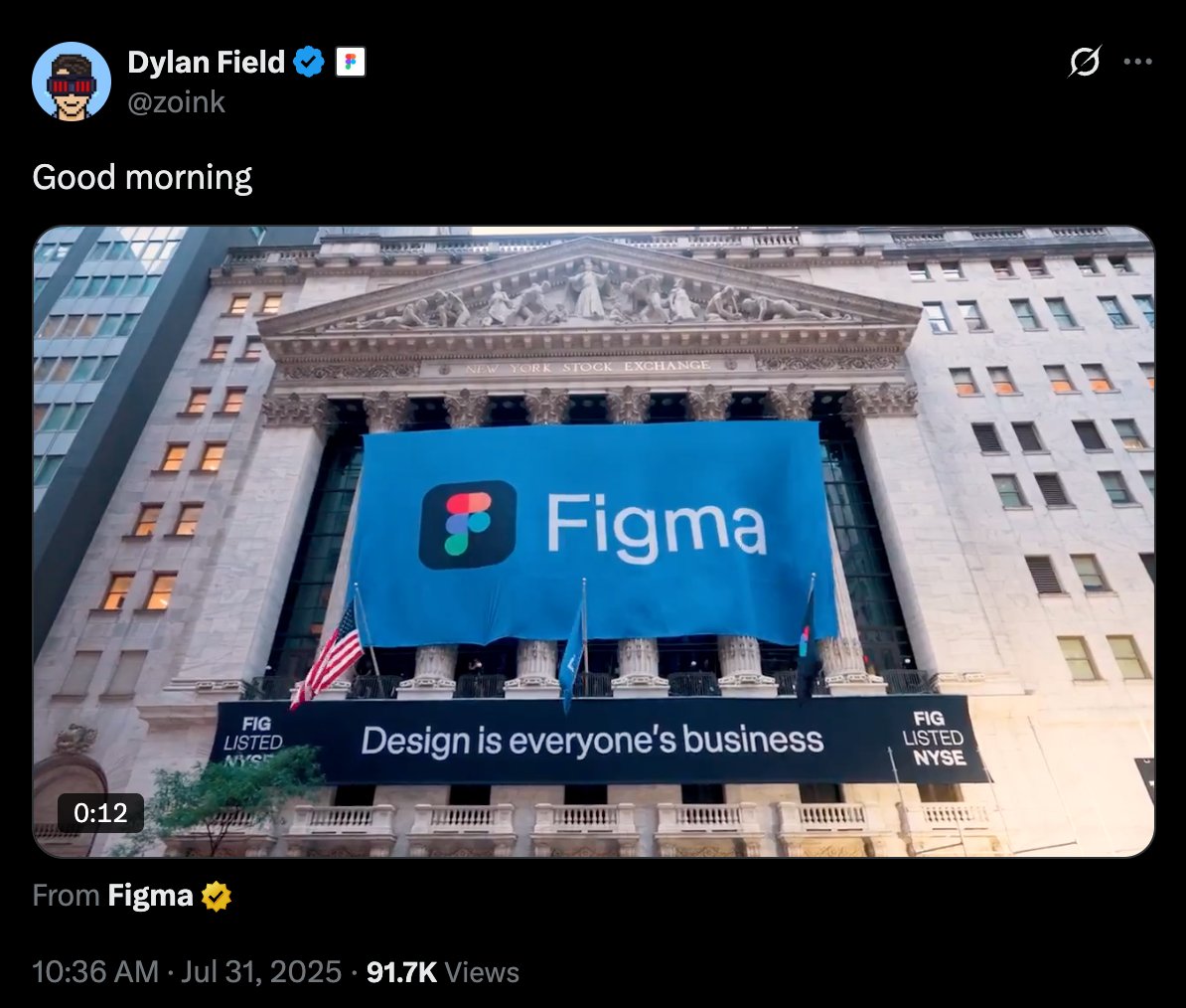 Dude went from interning to IPO 🔥

What a day for <a href="/zoink/">Dylan Field</a> and <a href="/figma/">Figma</a>!