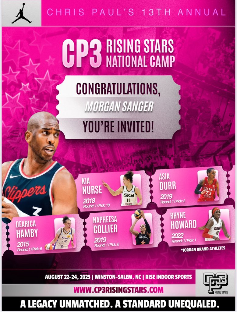 Morgan Sanger (@jumpmorgan1) on Twitter photo Thank you for the opportunity <a href="/CP3/">Chris Paul</a> <a href="/CP3events/">🚀13TH ANNUAL CP3 RISING STARS NATIONAL CAMP🚀</a> Thank you for the opportunity <a href="/CP3/">Chris Paul</a> <a href="/CP3events/">🚀13TH ANNUAL CP3 RISING STARS NATIONAL CAMP🚀</a>