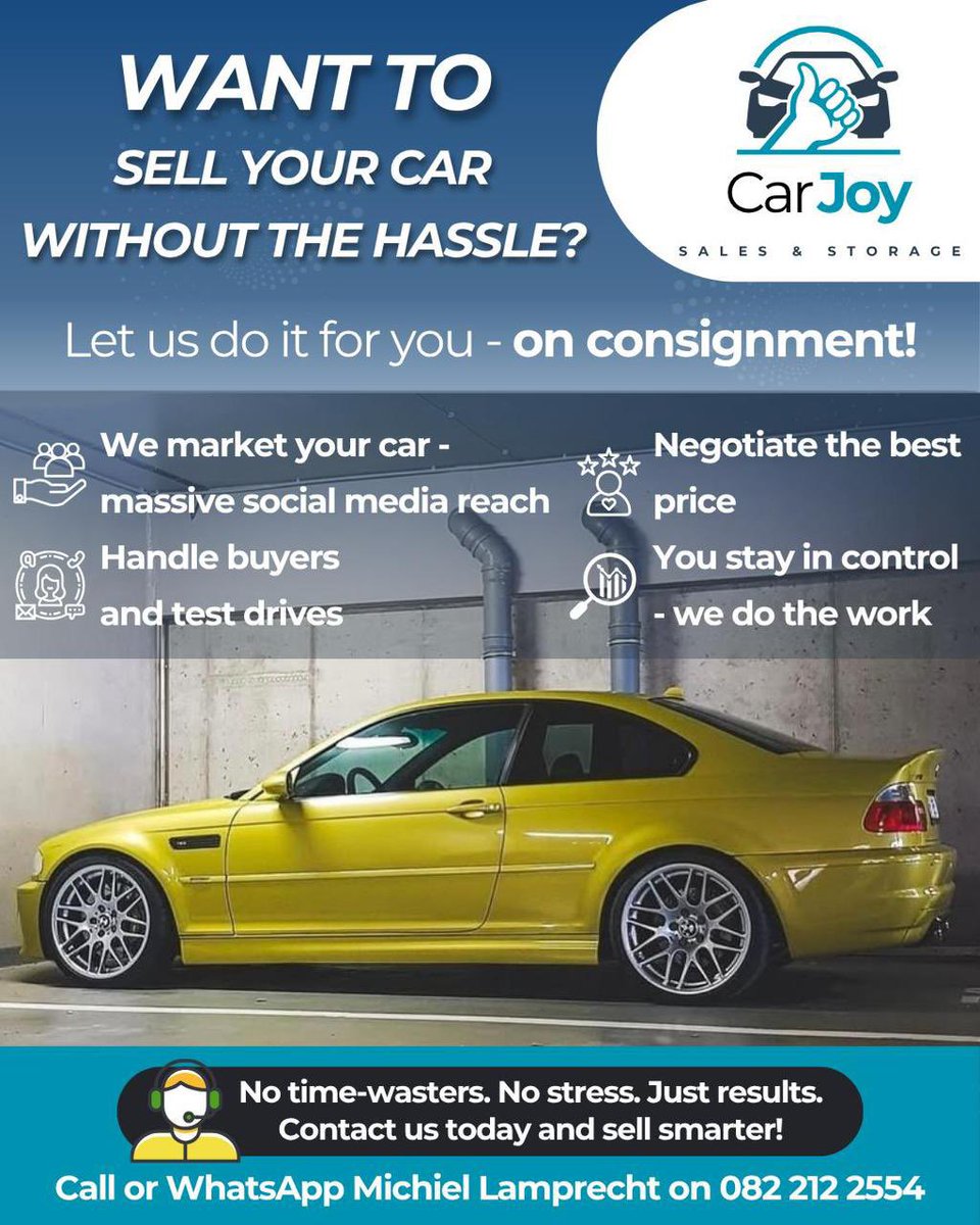 CarJoyZA's tweet photo. Contact @MichielLampie to sell your car on consignment! 📱 https://t.co/GVzLzOfEA7