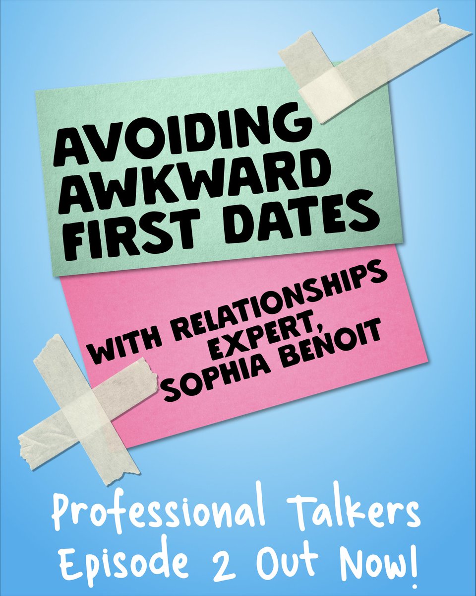 Professional Talkers (@protalkpod) on Twitter photo On this week's episode, we're joined by our first external expert, <a href="/1followernodad/">Sophia Benoit</a>, to help us teach you how to avoid awkward first dates! Though it can seem daunting, just keep Sophia's grandpa's advice in mind: they can't eat you. Listen here: open.spotify.com/episode/2jRkB2… On this week's episode, we're joined by our first external expert, <a href="/1followernodad/">Sophia Benoit</a>, to help us teach you how to avoid awkward first dates! Though it can seem daunting, just keep Sophia's grandpa's advice in mind: they can't eat you. Listen here: open.spotify.com/episode/2jRkB2…