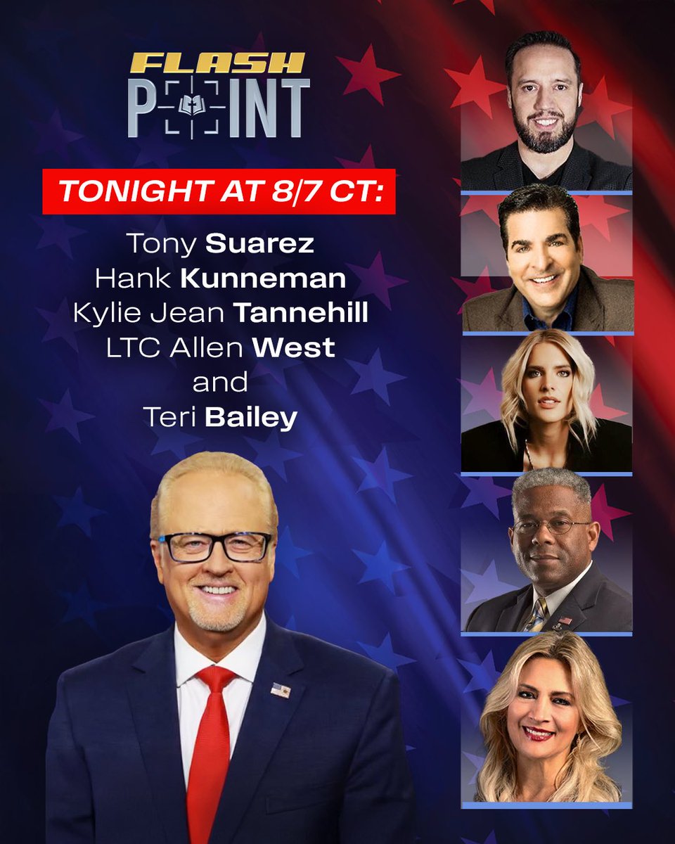 IT’S THURSDAY! 

Join <a href="/genebailey/">genebailey</a> &amp; his guests tonight: <a href="/revtonysuarez/">Tony Suarez</a>, <a href="/HankKunneman/">Hank Kunneman</a>, <a href="/KJTannehill/">Kylie Jean</a>, <a href="/AllenWest/">Allen West</a> &amp; <a href="/terilynnbailey/">Teri Bailey</a>!

Watch LIVE on the Flashpoint <a href="/YouTube/">YouTube</a>, Rumble, <a href="/facebook/">Facebook</a> pages &amp; on <a href="/TheRokuChannel/">Roku Channel</a> on Integrity Television at 8pm ET/7pm CT! 

For ALL things