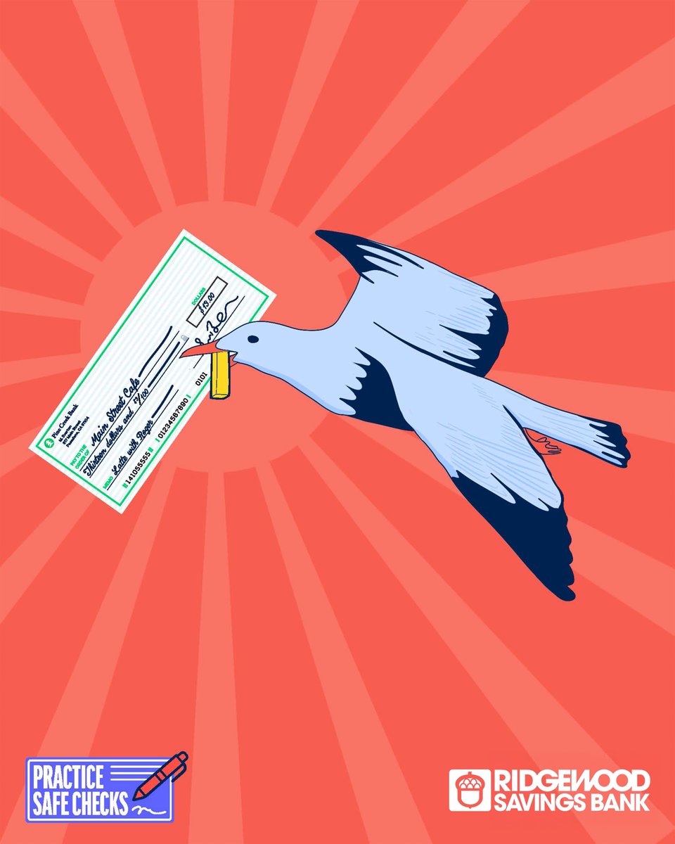 Scammers are like seagulls at the beach, swooping in the second you let your guard down.
🧺 Don’t leave checks out in your mailbox like unsecured fries.
📬 Use a secure mailbox or go digital when you can.

Keep your lunch (and your money) safe. PracticeSafeChecks.com