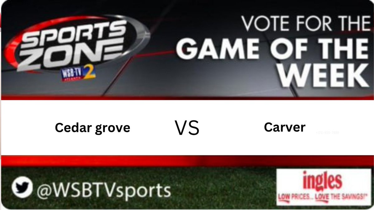 WSB-TV sports (@wsbtv_) on Twitter photo GAME of the week
SCRIMMAGE
<a href="/NSC_Football/">Carver-Atlanta FB</a> 🆚 <a href="/FBCedarGrove/">Cedar Grove Football</a>
Friday, August 01 @ 7pm.
Come support your favorite team.
Watch Here: s.id/wsb-tv
<a href="/brycebowenstv/">Bryce Bowens†</a> <a href="/newera4jr/">Arlando Crafton Jr</a>
<a href="/CollierShannon5/">Shannon “five” Collier Jr Class of 26</a> GAME of the week
SCRIMMAGE
<a href="/NSC_Football/">Carver-Atlanta FB</a> 🆚 <a href="/FBCedarGrove/">Cedar Grove Football</a>
Friday, August 01 @ 7pm.
Come support your favorite team.
Watch Here: s.id/wsb-tv
<a href="/brycebowenstv/">Bryce Bowens†</a> <a href="/newera4jr/">Arlando Crafton Jr</a>
<a href="/CollierShannon5/">Shannon “five” Collier Jr Class of 26</a>