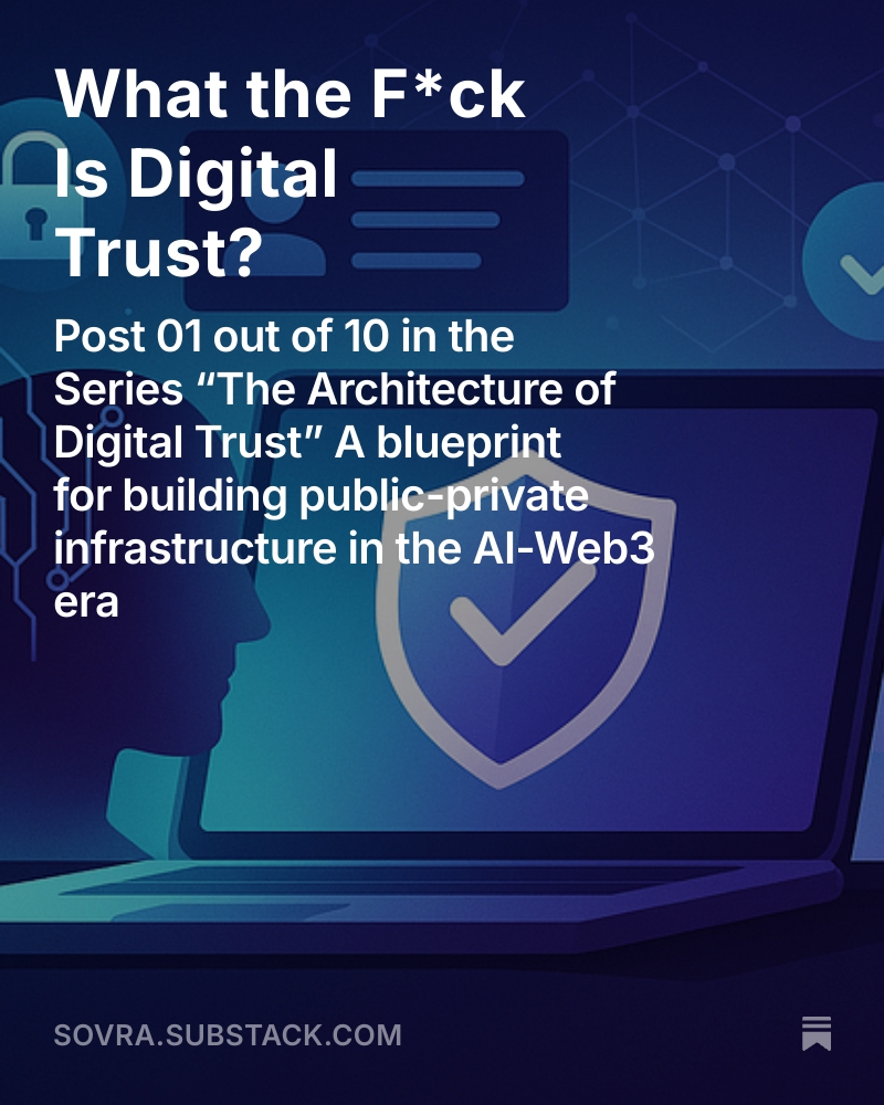 chuycepeda's tweet photo. Digital trust isn’t a vibe.

In this new post, I break down what real trust means in the age of AI, fake everything, and platform fatigue — and why verifiability, not belief, is the future.

👉 What the F*ck Is Digital Trust? https://t.co/EvICY9eiY6

#DigitalTrust #Web3 #DecentralizedIdentity #AI #VerifiableCredentials