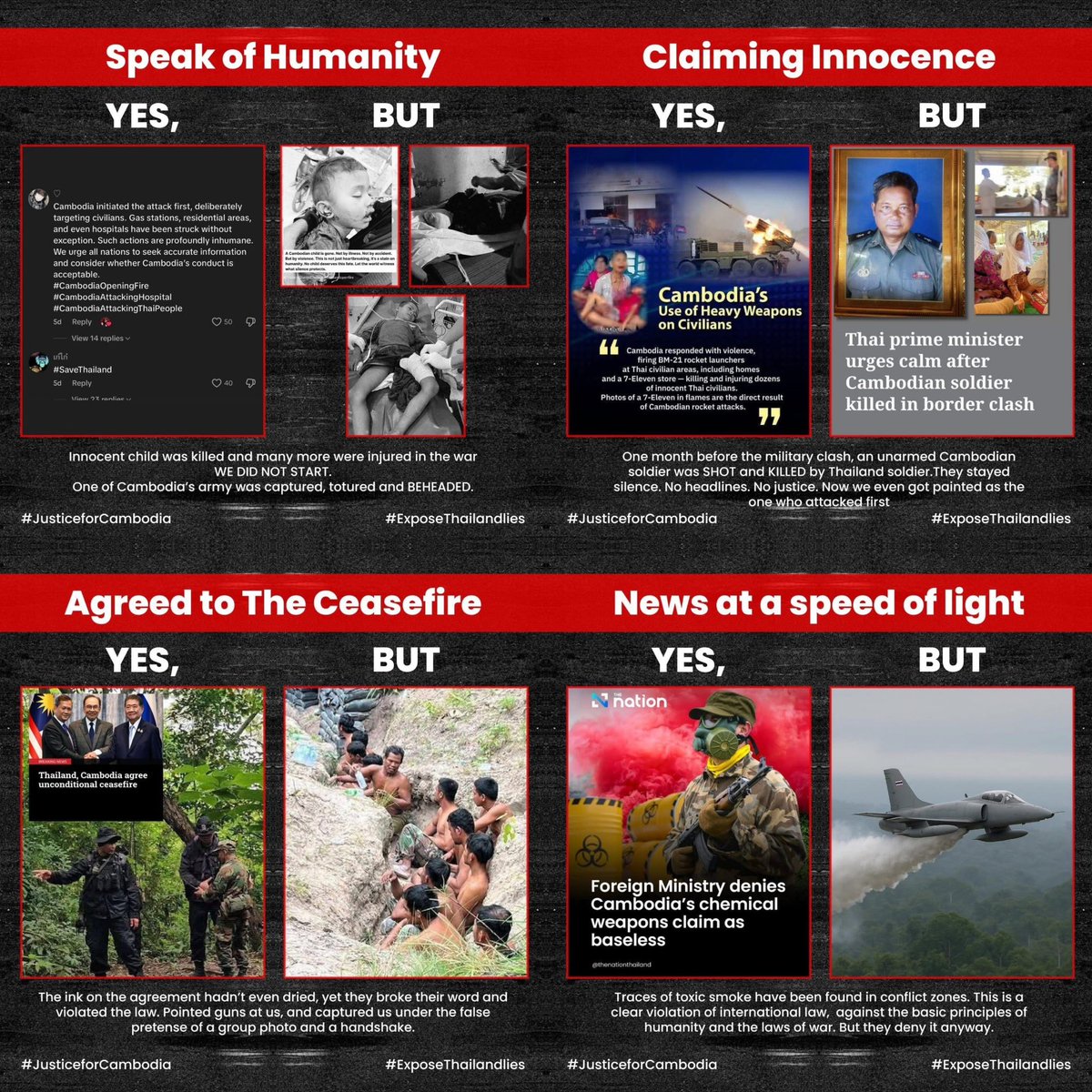 niii__naaa's tweet photo. The true face of Thailand behind their media distortion.

#JusticeForCambodia 
#ExposeThailandLies
#ThailandInvadedCambodia
#TruthFromCambodia 
#Viral
#ThailandMediaManipulation https://t.co/wOGZHXKbfl
