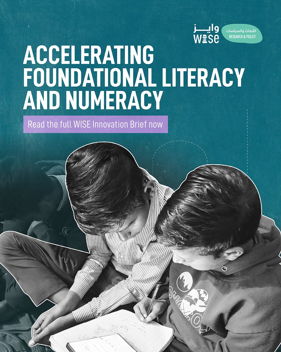 WISE_Tweets's tweet photo. It’s here! 

The latest #WISEInnovationBrief is now live on our website.

Explore real-world solutions accelerating foundational literacy and numeracy even in the most challenging settings.

Read it now: https://t.co/oB5RQNSpcF

#EdTech #InclusiveEducation #LearningEquity https://t.co/KpnGAMHMar