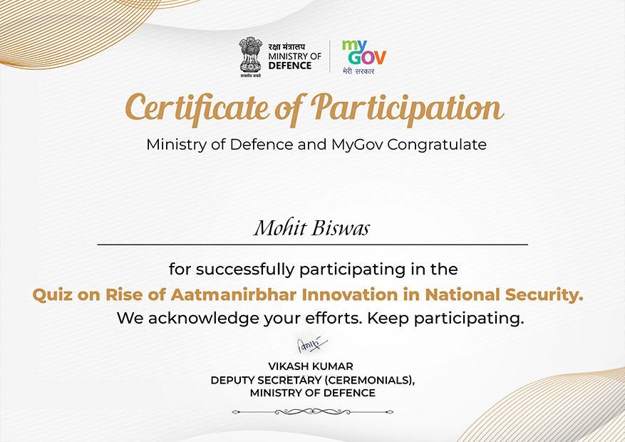 Xen0pp's tweet image. Just took part in the Govt's Quiz on Rise of Aatmanirbhar Innovation in National Security 🇮🇳
Felt proud diving deep into India's self-reliant tech in defence!
#AatmanirbharBharat #DeshBhakti #InnovationForIndia #DigitalIndia