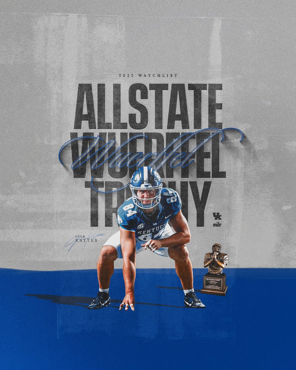 Kentucky Football (@ukfootball) on Twitter photo .<a href="/JKattus/">Josh Kattus</a> has been named to the Allstate <a href="/WuerffelTrophy/">Allstate Wuerffel Trophy</a> Watch List.
📰🔗 - bit.ly/4lW5vO8 .<a href="/JKattus/">Josh Kattus</a> has been named to the Allstate <a href="/WuerffelTrophy/">Allstate Wuerffel Trophy</a> Watch List.
📰🔗 - bit.ly/4lW5vO8