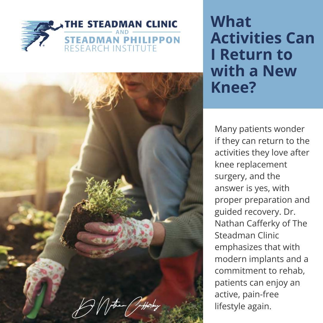 Dr. Cafferky shares how today’s advanced techniques and thoughtful recovery plans are helping patients get back to hiking, golfing, biking, and living pain-free.

Learn what’s possible after a new knee 👉 buff.ly/RDkjhCK 

#KneeReplacement #ActiveRecovery #JointHealth