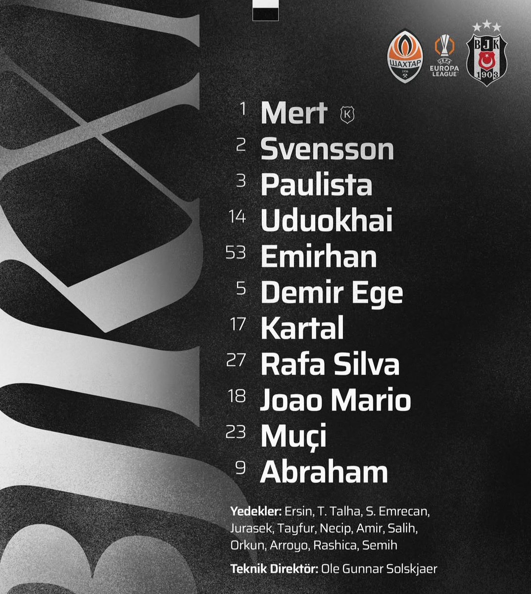 makayweb's tweet photo. Beşiktaş Avrupa maçına mı çıkıyor Kırklarelispor ile Ziraat maçına mı çıkıyor belli değil. Allah aşkına kadroya bakar mısınız…
#Besiktas #AvrupaLigi https://t.co/QueHLXWfh8