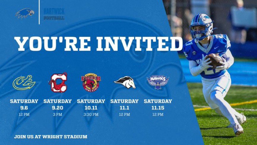 Thank you to <a href="/Coach_Salcedo/">Jason Salcedo</a> and the <a href="/HartwickFball/">Hartwick Football</a> staff for inviting me out on a game day visit! Look forward to meeting everybody and experiencing the atmosphere!💙🤍<a href="/Gateschili_FB/">Gates Chili Football</a>