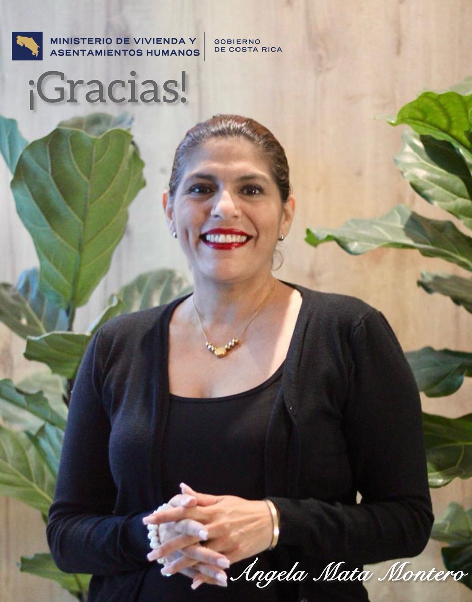 Desde el Ministerio de Vivienda y Asentamientos Humanos le brindamos un agradecimiento sincero a la señora Ángela Mata Montero por su dedicación y compromiso durante su período de gestión. 

¡Le deseamos éxitos en su futuro!