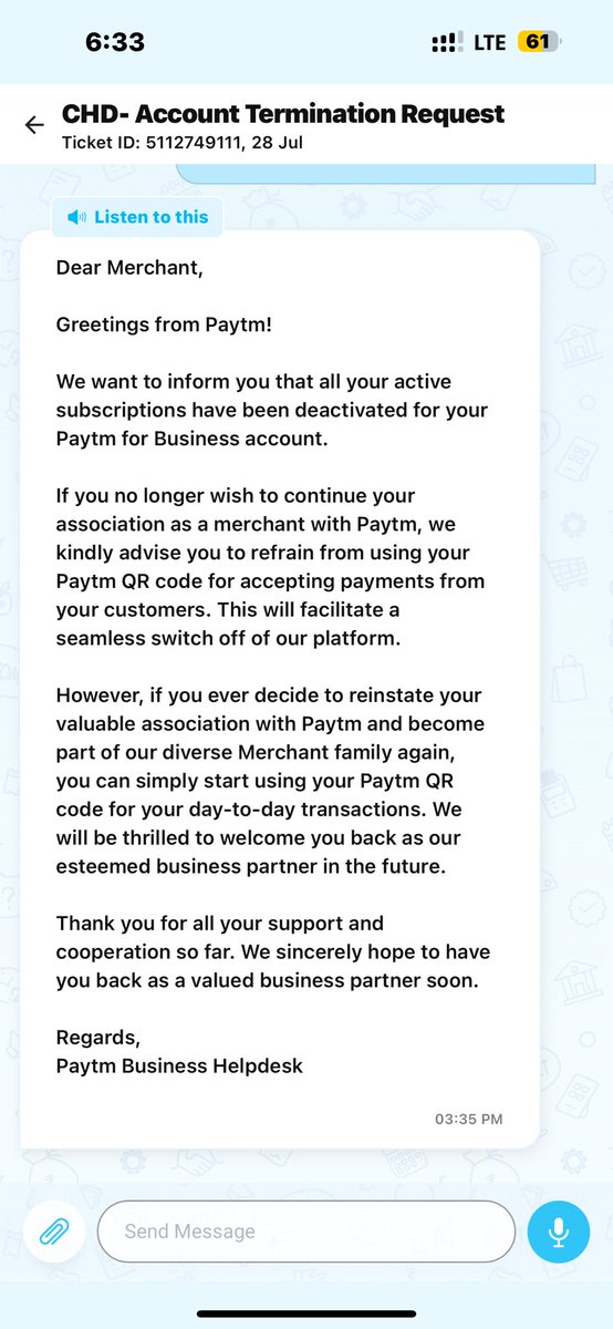 Raaz2sa's tweet image. @Paytm @Paytmcare I received a message that my Merchant Account is deactivated. But in the app, it still shows "Active Services Found" &amp;amp; won't let me deactivate.

Please help close the merchant account linked to +91 9782755509.

#PaytmSupport