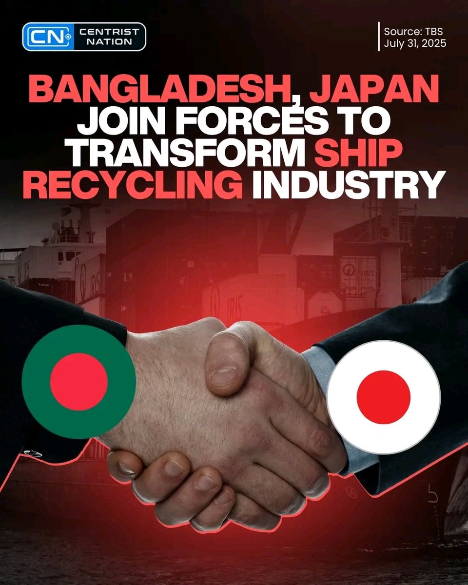 Ahmedsajeb007's tweet photo. Bangladesh has initiated a significant reform of its ship recycling industry through strategic collaboration with Japan.
#bangladesh #japan #shipbreaking #cnnews #centristnation https://t.co/7fJJqbNJEH
