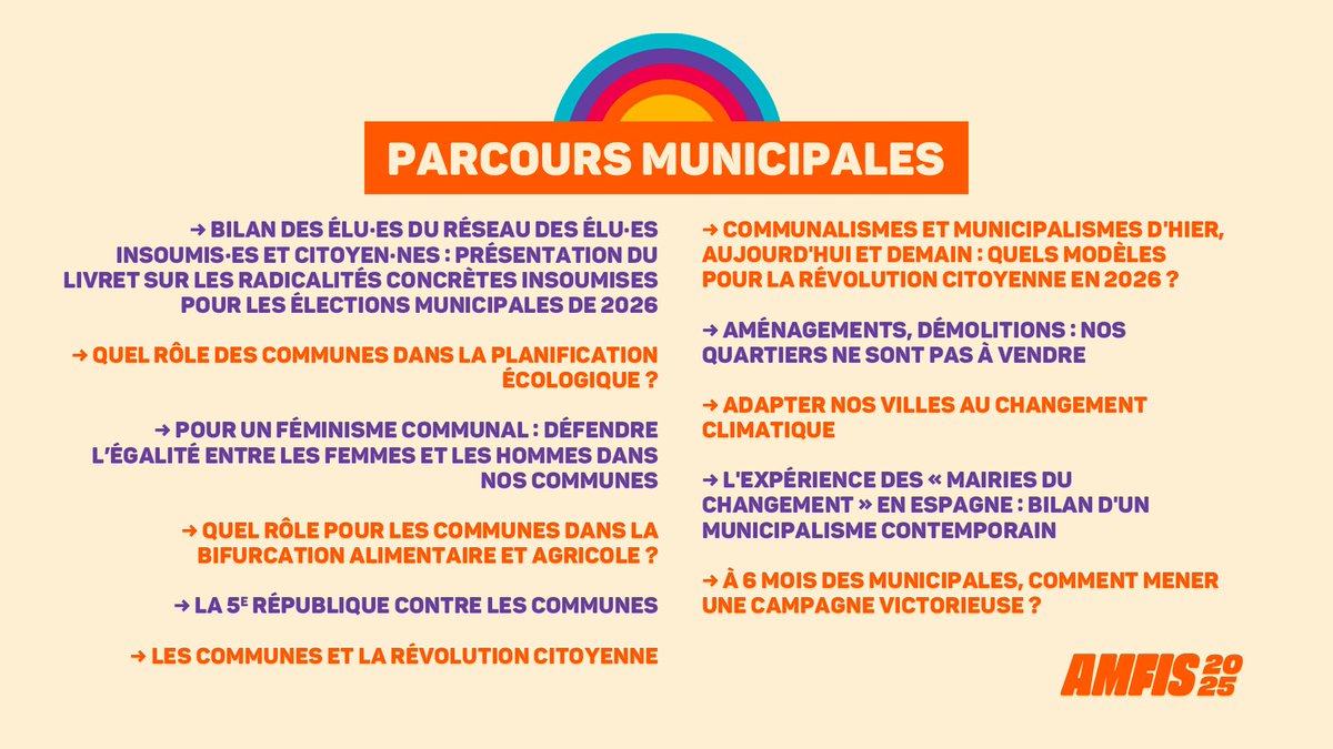 La France insoumise (@franceinsoumise) on Twitter photo 🏛️ AMFIS 2025 - Découvrez le parcours municipales
Avec des conférences autour des radicalités concrètes pour construire un nouveau communalisme insoumis.
👉 2026 marquera une nouvelle étape pour la France insoumise, participez-y dès les AMFIS et inscrivez-vous sur le site pour 🏛️ AMFIS 2025 - Découvrez le parcours municipales
Avec des conférences autour des radicalités concrètes pour construire un nouveau communalisme insoumis.
👉 2026 marquera une nouvelle étape pour la France insoumise, participez-y dès les AMFIS et inscrivez-vous sur le site pour