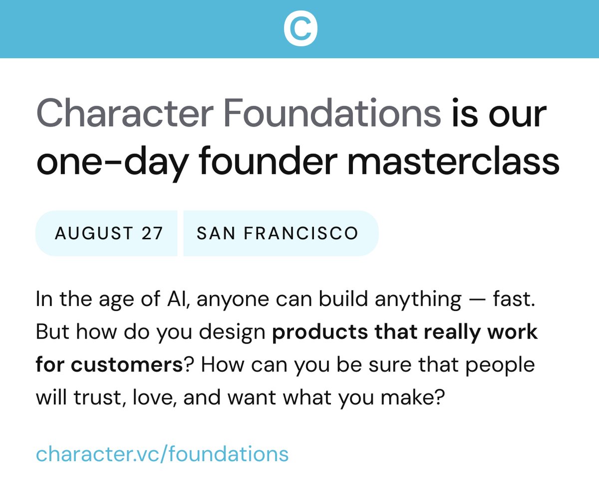 In August...... if you're in SF (or can be there) and building in AI, you should check out Character