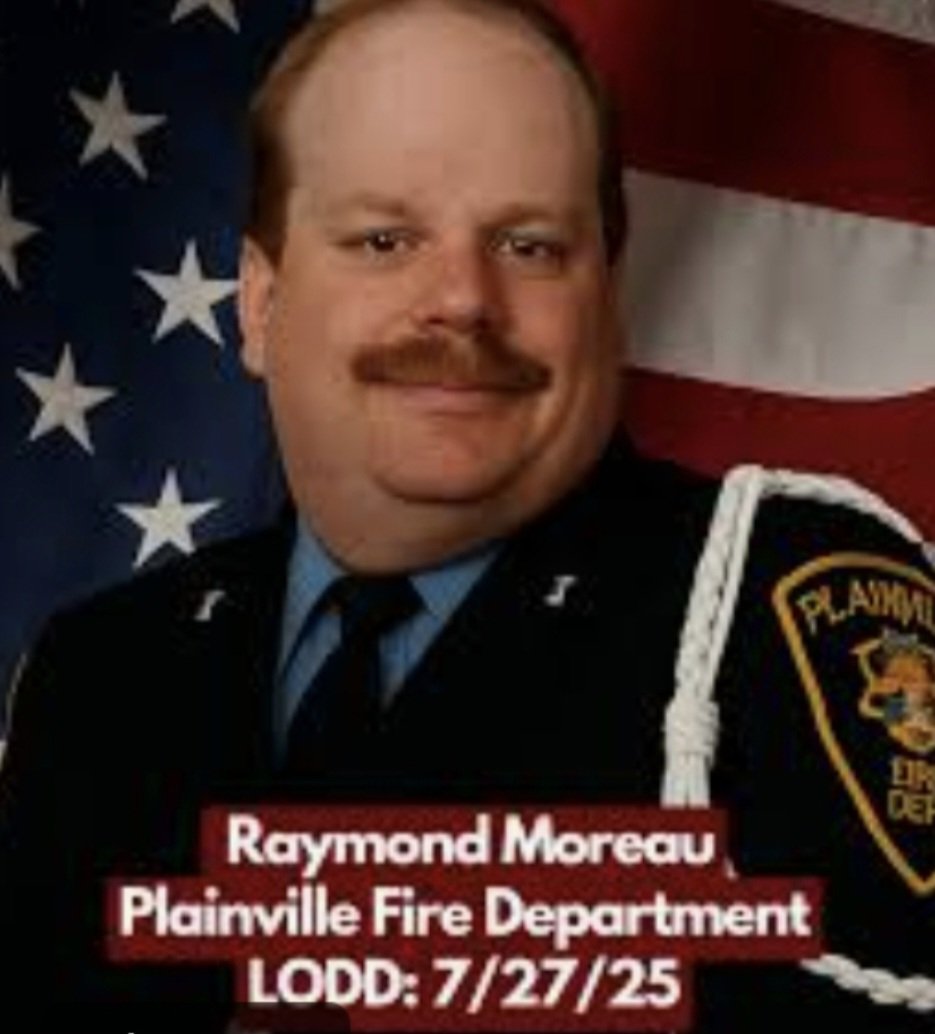 #LODD 7/27/2025
Raymond "Ray" A. Moreau(60)
Plainville FD, Connecticut. 
While on scene of a residential fire he was struck by equipment that broke free from the apparatus and suffered catastrophic injuries to his leg, he died during surgery. 
#RIPBrother