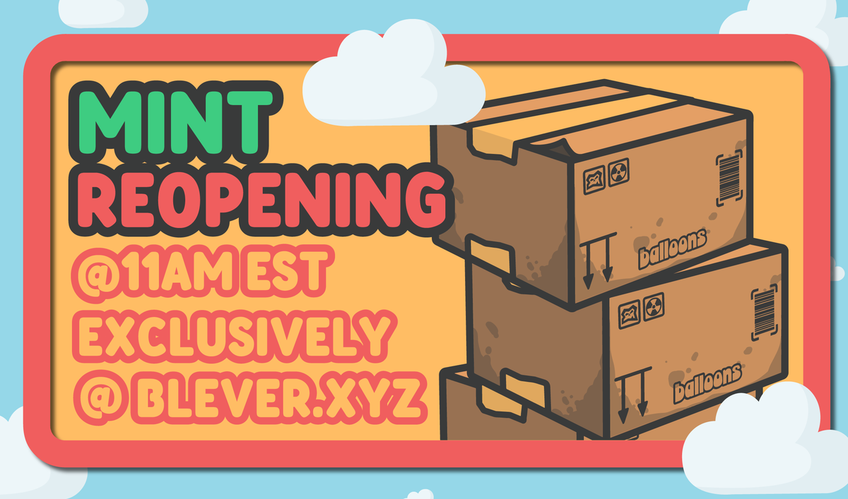 Good morning! 🌅 The issues with IPFS were fixed last night and the Mint will be commencing today at 11:00 AM ⏰ that's 11 AM EST or in two hours from the time of this post.

Thanks for not freaking out.

Love Balloons 🎈
Love: Balloons 🎈