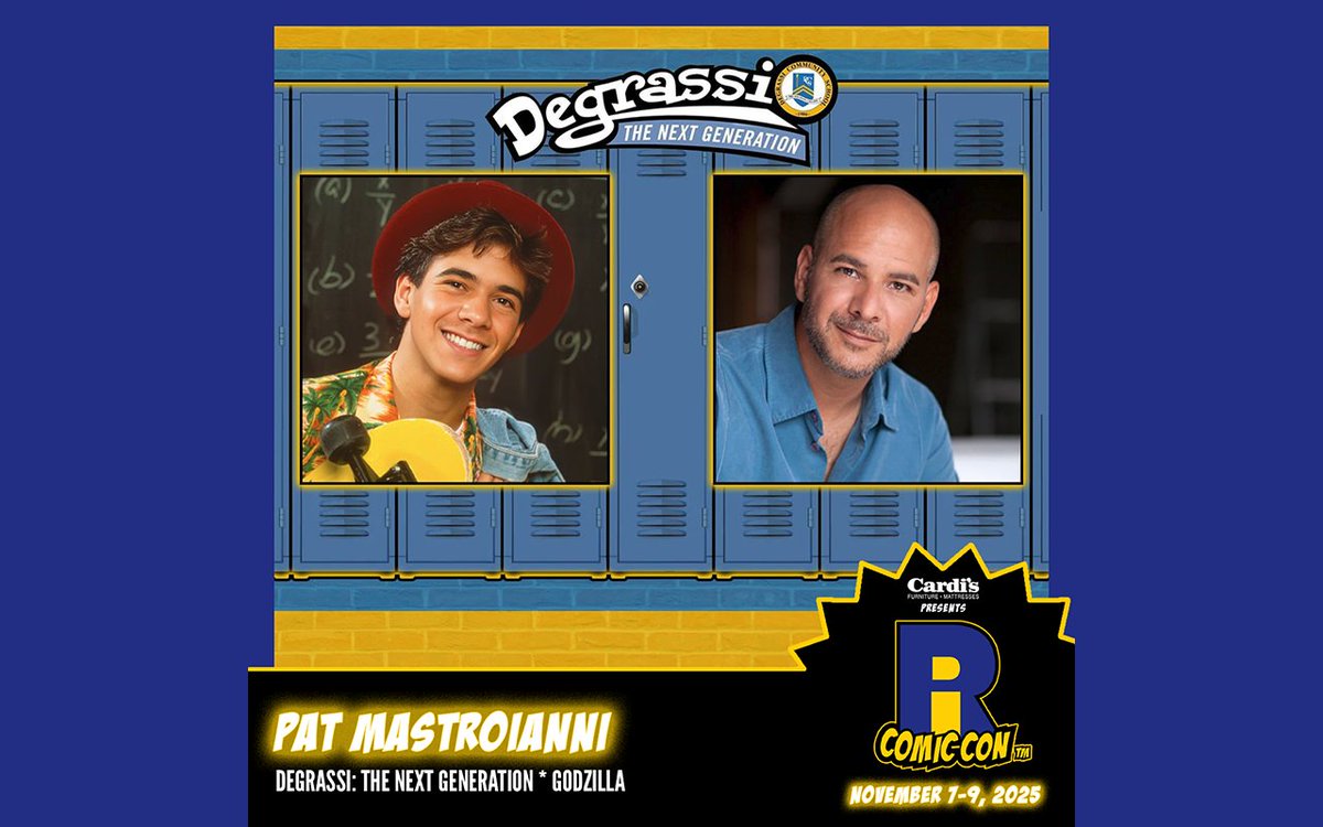 Please welcome <a href="/patmastroianni/">Pasquale Pat Mastroianni</a> to #RICC2025 at the <a href="/The_AMPPVD/">Amica Mutual Pavilion</a> and <a href="/RIConvention/">Rhode Island Convention Center</a>! Pat is best known for his role as Joey Jeremiah in the Degrassi television franchise, playing the role as a student in Degrassi Junior High and Degrassi High, and reprising the role as an adult on