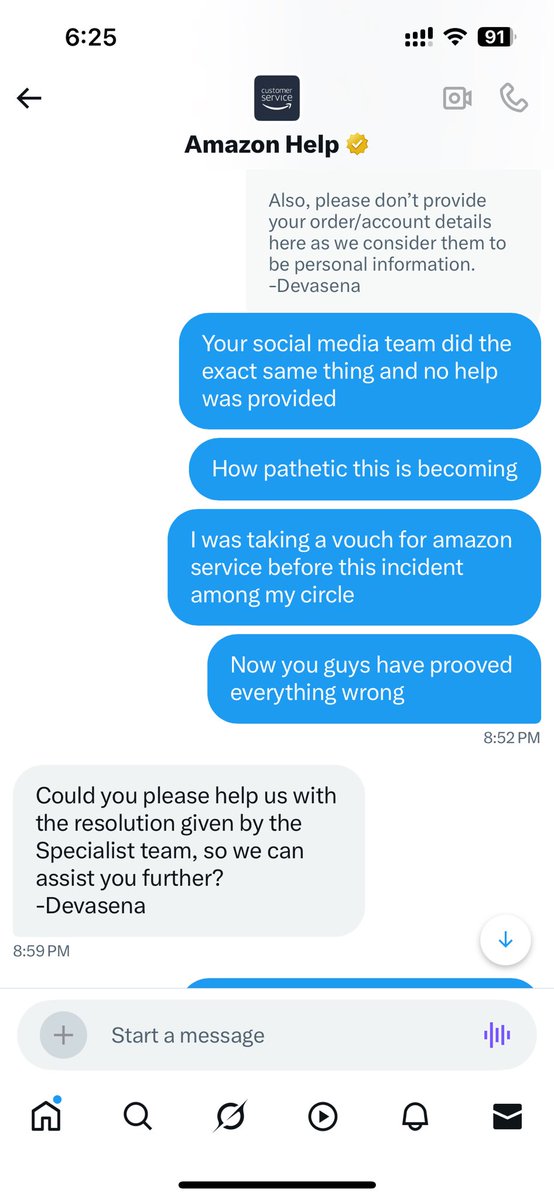 Hindagi_'s tweet photo. @amazonIN @AmazonHelp @amazon becoming worst day by day and cheating its customers. Their social media team, Devasena, is also doing the same thing on escalation. The support team is full of robots repeating the same script again and again without any real help for the issue. https://t.co/soODWXHKeL