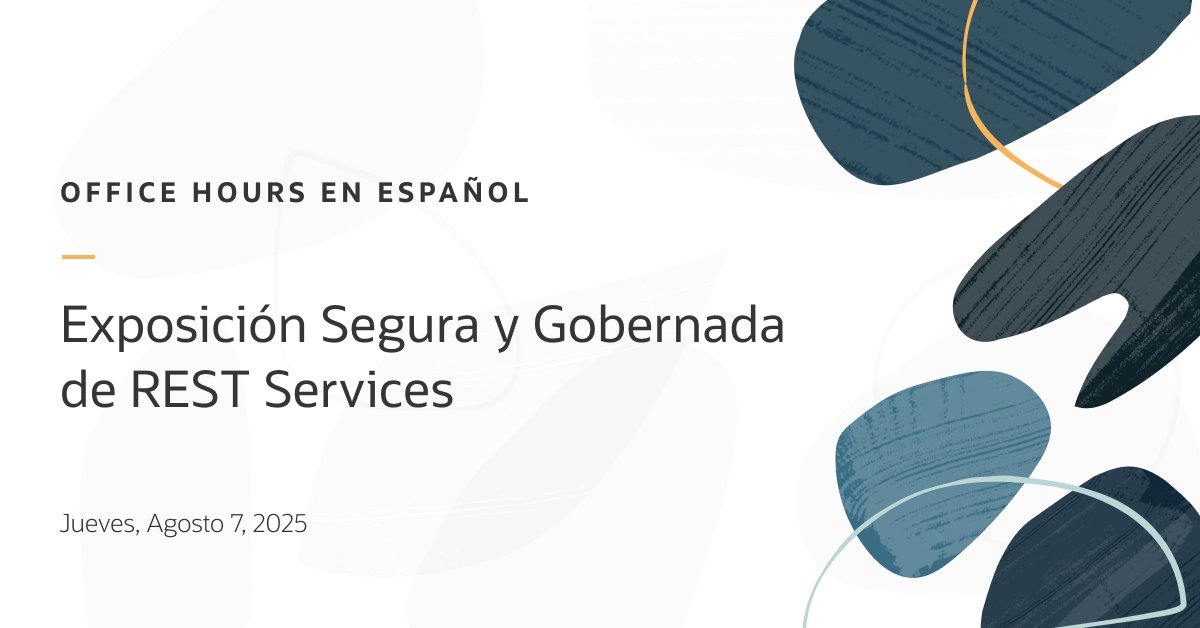 📌 ¡Únase a nosotros el 7 de Agosto para la próxima sesión de Oracle APEX Office Hours en Español: Exposición Segura y Gobernada de REST Services!

apex.oracle.com/go/apex-spanish

#orclAPEX #LowCode