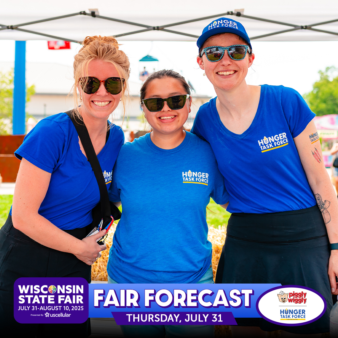 Wisconsin State Fair (@wistatefair) on Twitter photo HAPPY OPENING DAY!
🎟️ Save with <a href="/Piggly_Wiggly/">Piggly Wiggly Midwest</a>, benefiting <a href="/hungertaskforce/">Hunger Task Force</a> - Get in for just $5 when you donate two cans of healthy fruits or vegetables or make a cash donation!
🎤 Bank Five Nine Main Stage: <a href="/MidlandOfficial/">Midland</a> with Southall at 7:30pm
❗ Exciting Extra: Enjoy a HAPPY OPENING DAY!
🎟️ Save with <a href="/Piggly_Wiggly/">Piggly Wiggly Midwest</a>, benefiting <a href="/hungertaskforce/">Hunger Task Force</a> - Get in for just $5 when you donate two cans of healthy fruits or vegetables or make a cash donation!
🎤 Bank Five Nine Main Stage: <a href="/MidlandOfficial/">Midland</a> with Southall at 7:30pm
❗ Exciting Extra: Enjoy a
