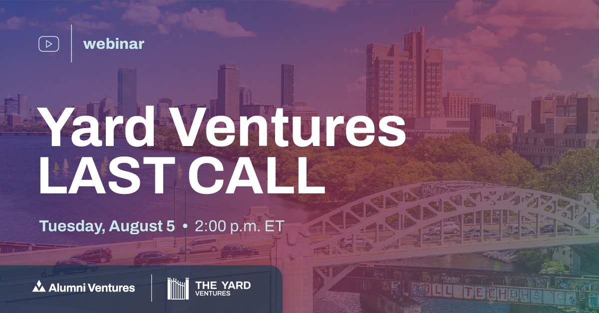 yardventures's tweet photo. Final chance to invest with Yard Ventures before this fund closes. Join Laura Rippy and the team as they reveal how this Harvard-connected fund is investing in tomorrow’s standout startups. Register now: https://t.co/hpv0KamPOp. https://t.co/lyvbU6o4nl