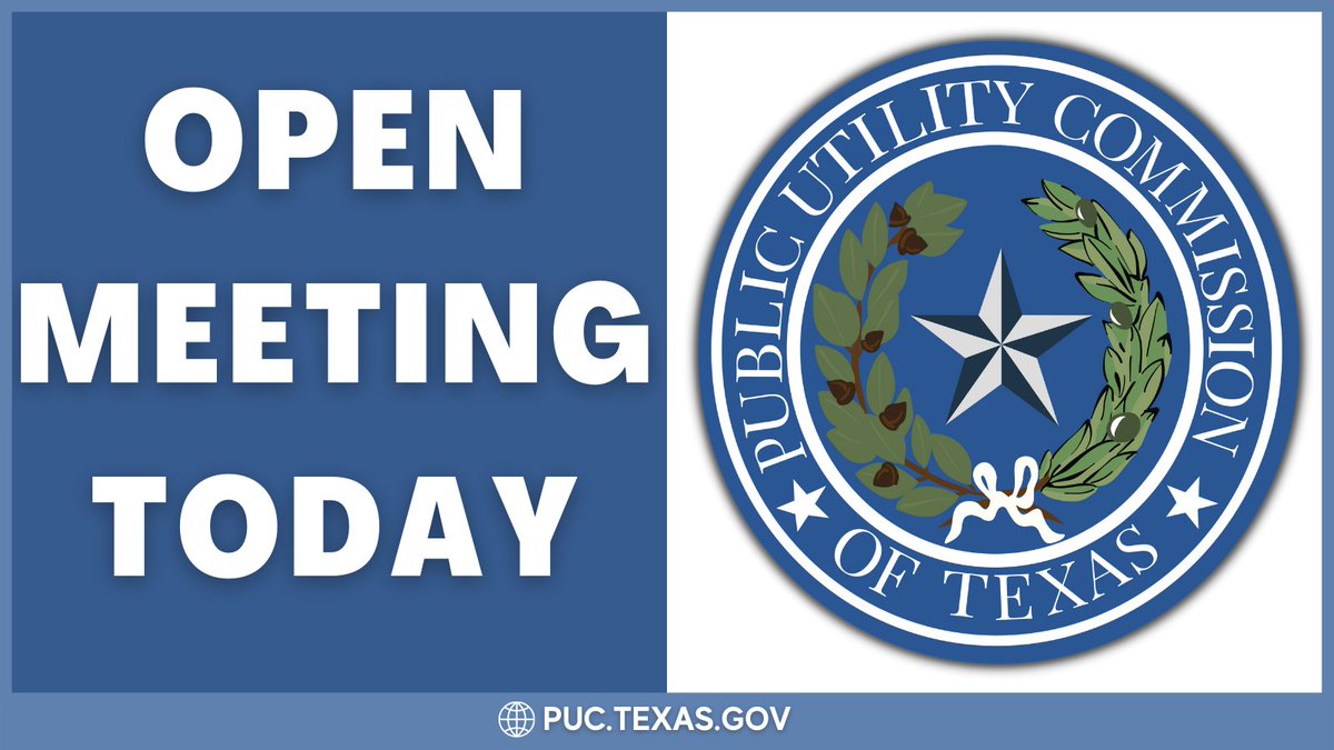 Our open meetings are streamed live for your convenience and to keep you informed of essential decisions related to water, sewer, electricity, and telecom utilities in Texas. Be sure to tune in at 9:30 a.m. CST today: bit.ly/PUCTX-MEETING-…. [CC Provided] #Txlege #Txenergy