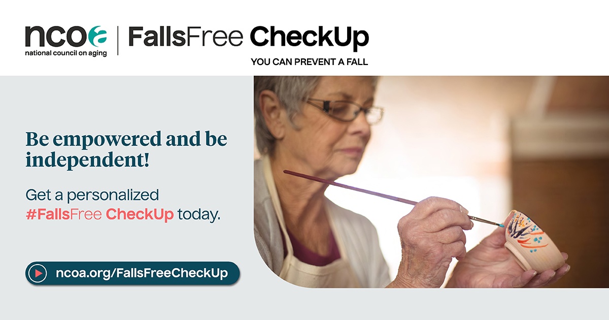 It is important for older adults to understand their risk of falling. NCOA's Falls Free CheckUp is a survey where older adults can answer 13 simple questions to get their falls risk score and steps to reduce their risk. Available in English &amp; Spanish: bit.ly/3TDytpO