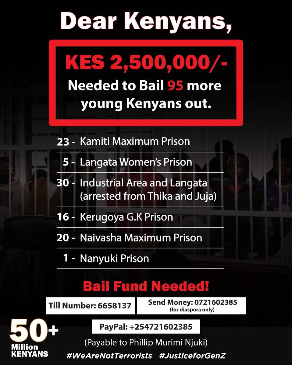 I am Chege (@_james041) on Twitter photo A CALL FOR SOLIDARITY ๐ 
We still have 95 comrades in remand.
They need our help. Let us come together and stand with each other ๐
#WeAreNotTerrorists #FreeOurComrades A CALL FOR SOLIDARITY ๐ 
We still have 95 comrades in remand.
They need our help. Let us come together and stand with each other ๐
#WeAreNotTerrorists #FreeOurComrades