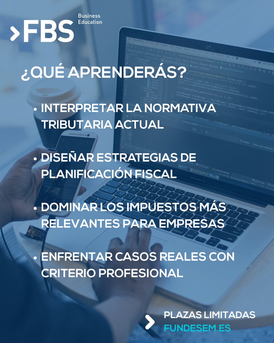 💼 ¿Te interesa el mundo fiscal y quieres   dominarlo de verdad?

El Máster en   Asesoría Fiscal de Empresas (MAFE) de Fundesem te prepara para ejercer como   un asesor fiscal competente, actualizado y estratégico.

🔗 Más info en fundesem.es

#MAFE   #FBS