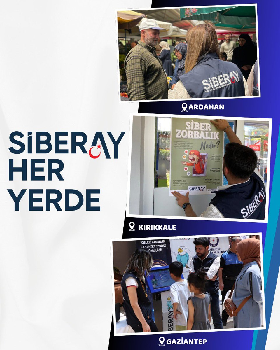 ✋🏻Siber Zorbalık
📲Sosyal Medya Güvenliği
🔐Siber Güvenlik Önlemleri

📍Ülkemiz genelinde afiş-broşür faaliyetlerimiz ve Bil-Kazan yarışmamızla vatandaşlarımızı bilgilendirmeye devam ediyoruz.

#SİBERAYHerYerde
#SİBERAY🌙