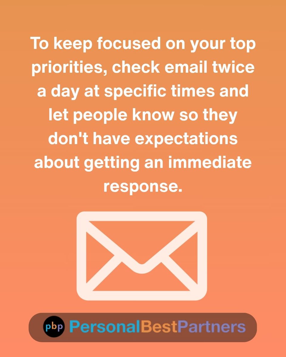 strengthscoacht's tweet image. Pro tip: Check email twice a day.
Let others know your rhythm.
Protect your focus.

You don’t owe anyone a 3-minute reply time.

#EmailTips #WorkProductivity #BoundariesAtWork #PersonalBestPartners