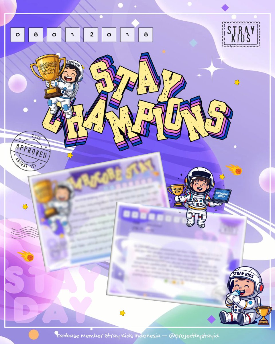 HAPPY BIRTHDAY STAYs! 🎉

🏆STAY Champions🏆
Take the quiz and get special postcard!📨

Here's how:
1. Fill out the form: bit.ly/StaysChampions…
2. Do your best! 
3. Check your email for the surprise! 🎁

Share to your squad and tag us!
#S7AYINGForeverWithSKZ
#STAYChampions