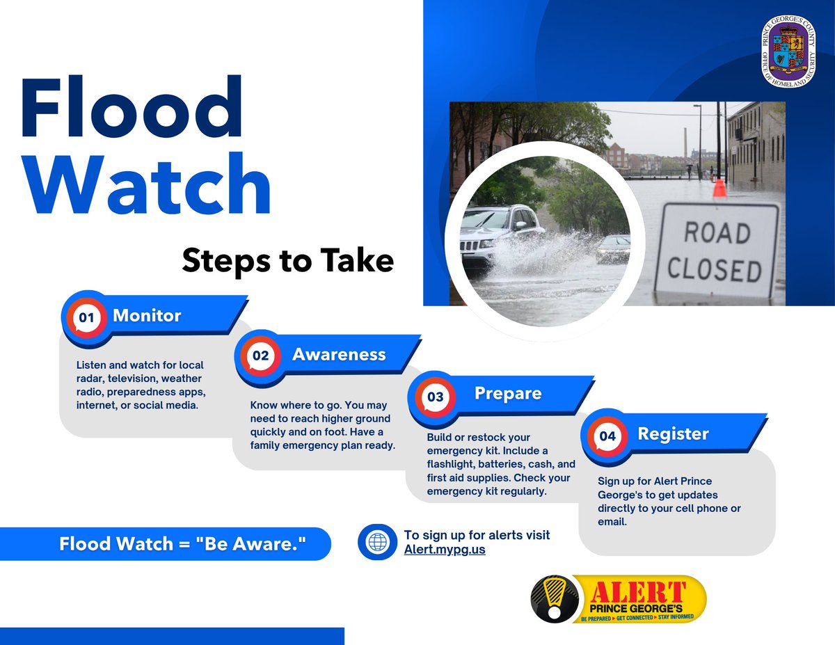 PGCountyOEM's tweet image. The @NWS_BaltWash has issued a Flood Watch for Thursday 7/31 from 2PM-2AM, Friday 8/1

#floodwatch #beprepared #PGStrong