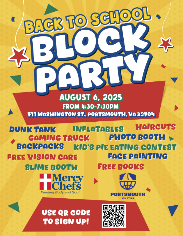 The Office of Student Support Services will be in attendance to help with school check-in, share about attendance expectations, mental health and behavioral supports, and provide some give-aways.  This is a great partnership with The Mercy Chefs and Portsmouth United! #PPSShines