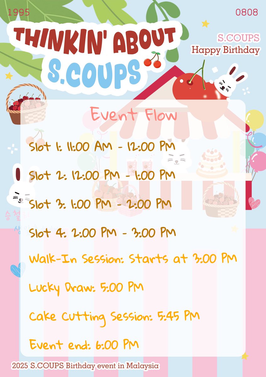 Thinkboutcoups's tweet photo. Here’s the event flow for #ThinkinAbout_SCOUPS 

Please make sure to come during your reserved time slot to ensure a smooth flow for everyone. Thank you for your cooperation! https://t.co/uVrOxYIuIA