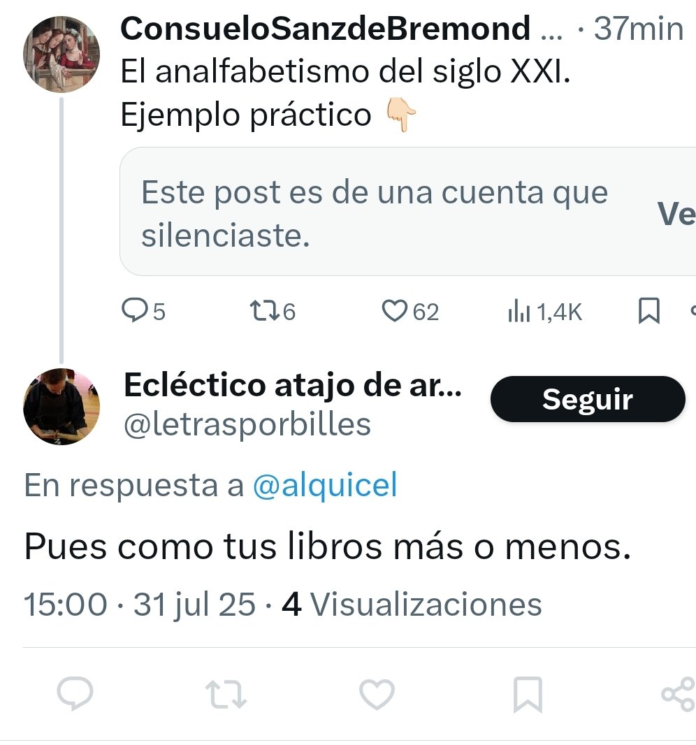 Mira qué majo, el tal <a href="/letrasporbilles/">Ecléctico atajo de arribistas ⚡</a> me contesta y bloquea. 
🥲