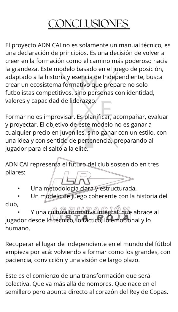 PS (@suarezpablo_) on Twitter photo Teniendo en cuenta la mala praxis en la planificación de juveniles, les comparto un fragmento del boceto de las ideas que pregonamos en un proyecto infanto-juvenil acorde a la historia e idiosincracia de nuestro club.
<a href="/LucianoNakis/">Luciano Nakis</a>
<a href="/MovimientoIE/">Movimiento Independiente Exigente</a>
<a href="/listarojacai/">Agrupacion Lista Roja Oficial</a> Teniendo en cuenta la mala praxis en la planificación de juveniles, les comparto un fragmento del boceto de las ideas que pregonamos en un proyecto infanto-juvenil acorde a la historia e idiosincracia de nuestro club.
<a href="/LucianoNakis/">Luciano Nakis</a>
<a href="/MovimientoIE/">Movimiento Independiente Exigente</a>
<a href="/listarojacai/">Agrupacion Lista Roja Oficial</a>
