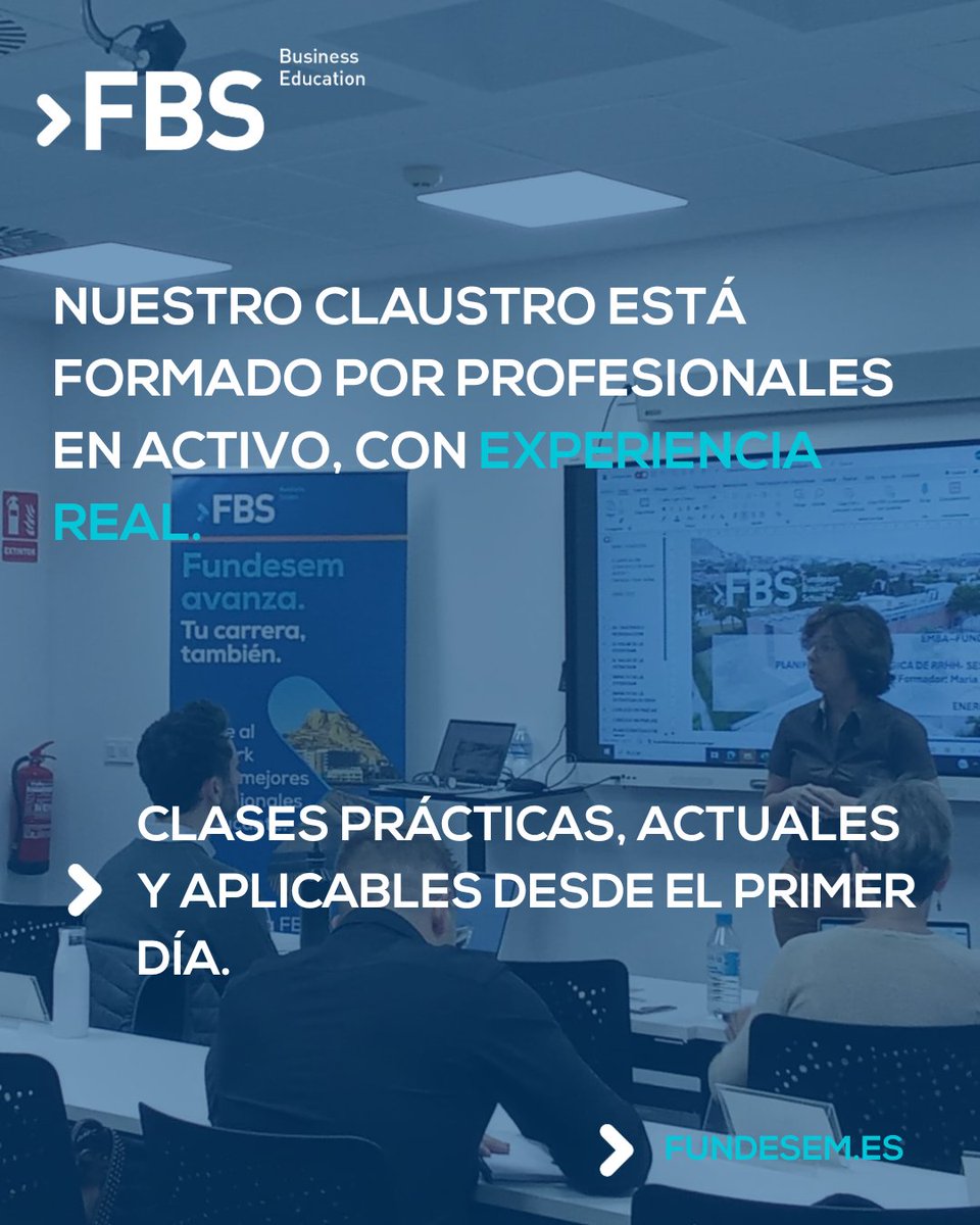🔷En Fundesem, los profesores no solo enseñan:   comparten su experiencia en el mundo empresarial.

Nuestro claustro está formado por profesionales en activo, con experiencia real en consultoría, dirección, fiscalidad, marketing y gestión empresarial.

🔗 fundesem.es